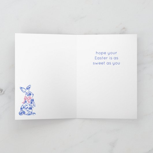 Pink Toile De Jouy Happy Oaster Grußkarte Karte (Innenseite)