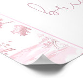 Pink Toile De Jouy Paris Bridal Shower Welcome Poster (Ecke)