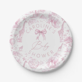 Pink Toile de Jouy Safari Baby Dusche Teller