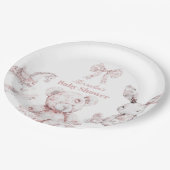 Pink Toile De Jouy Toys Kinderdusche Pappteller (Schrägansicht)