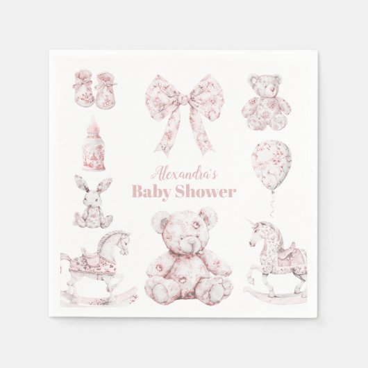 Pink Toile De Jouy Toys Kinderdusche Serviette (Vorderseite)