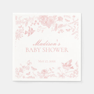 Pink Toile De Jouy Vintag Floral Baby Dusche Serviette