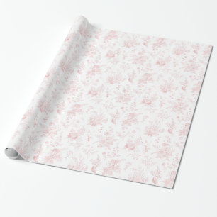 Pink Toile De Jouy Vintag Floral Chinoiserie Geschenkpapier