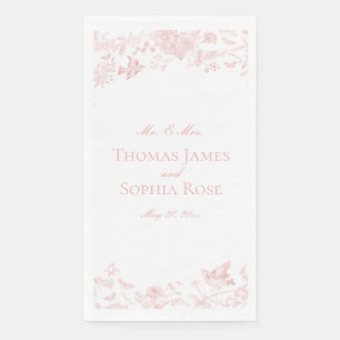 Pink Toile De Jouy Vintage Blumenhochzeit Serviette