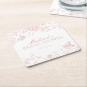 Pink Toile De Jouy Vintages florales Brautparty Rechteckiger Pappuntersetzer (angewinkelt)