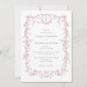 Pink Toile De Jouy Wedding Einladung Chinoiserie (Vorderseite)