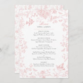 Pink Toile de Jouy Wedding Menu Menükarte (Vorne/Hinten)