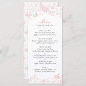 Pink Toile de Jouy Wedding Menu Menükarte (Vorne/Hinten)