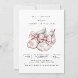 Pink Toile Girl Baby Shower Einladung