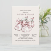 Pink Toile Girl Baby Shower Invitation Einladung (Stehend Vorderseite)