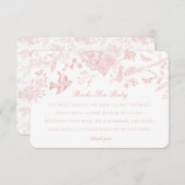 Pink Toile Jouy Books for Baby Einladung Insert (Vorne/Hinten)