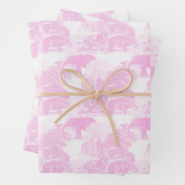 Pink Toile Jungle Animes Safari Chinoiserie Geschenkpapier Set