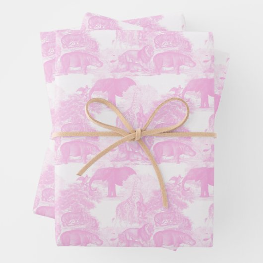 Pink Toile Jungle Animes Safari Chinoiserie Geschenkpapier Set (Beispiel)