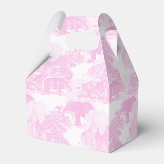 Pink Toile Jungle Animes Safari Chinoiserie Geschenkschachtel (Rückseite)