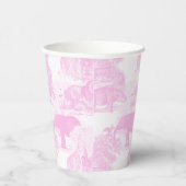 Pink Toile Jungle Animes Safari Chinoiserie Pappbecher (Rechts)