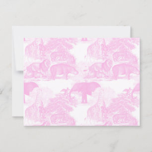 Pink Toile Jungle Animes Safari Chinoiserie Postkarte