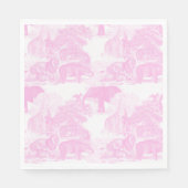 Pink Toile Jungle Animes Safari Chinoiserie Serviette (Vorderseite)