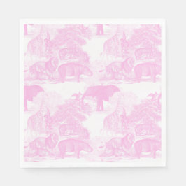 Pink Toile Jungle Animes Safari Chinoiserie Serviette