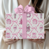 Pink Toile Nutcracker Wrapping Paper Christmas Geschenkpapier