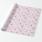 Pink Toile Nutcracker Wrapping Paper Christmas Geschenkpapier (Ungerollt)