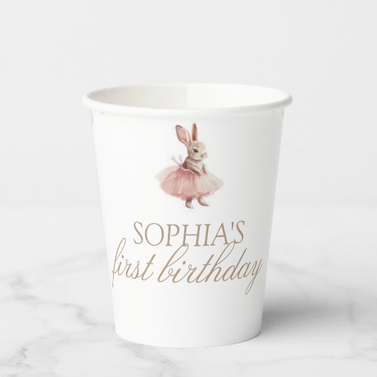 Pink Toile Ostern Some Bunny Geburtstag Pappbecher (Links)