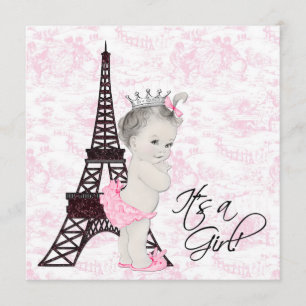 Pink Toile Paris Baby Girl Dusche Einladung