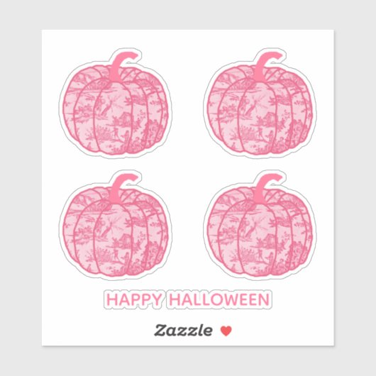 Pink Toile Pumpkins Aufkleber (Blatt)