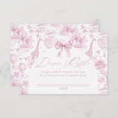 Pink Toile Safari Animal Diaper Raffle Begleitkarte (Vorne/Hinten)