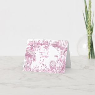 Pink Toile Safari Baby Dusche Dankeskarte