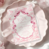 Pink Toile Safari Kinderdusche Einladung