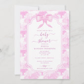 Pink Toile Safari Tiere Chinoiserie Kinderdusche Einladung (Vorderseite)