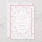 Pink Toile Safari Vintage Baby Shower Einladung (Vorderseite)
