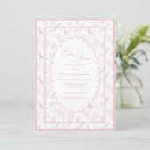 Pink Toile Safari Vintage Baby Shower Einladung (Stehend Vorderseite)