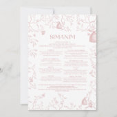 Pink Toile Simanim Card 2023 Einladung (Vorderseite)