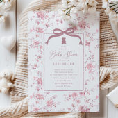 Pink Toile Teddy Bear Babydusche Einladung