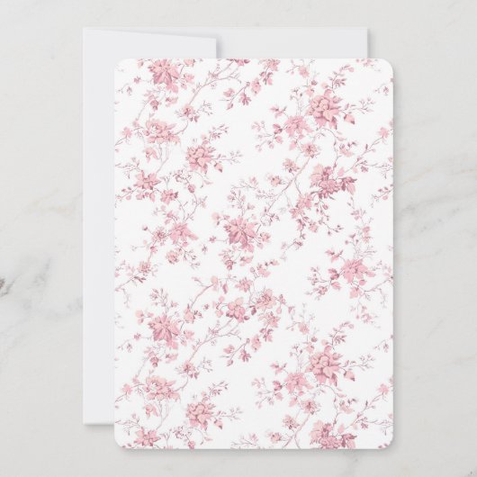 Pink Toile Teddy Bear Babydusche Einladung (Rückseite)