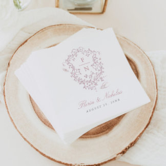 Pink Toile Wedding Paper Napkins Chinoiserie Serviette