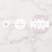 Pink Toile Wedding Table Confetti Chinoiserie Konfetti (Vorderseiten)