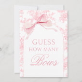 Pink Toile Wie viele Bows Baby Showspiele Untersch Einladung (Vorderseite)