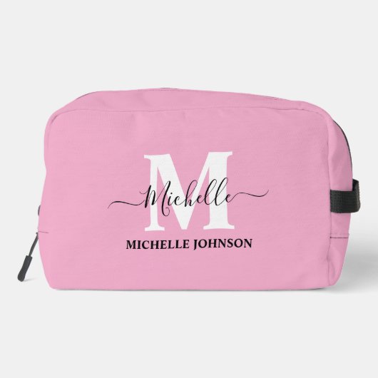 Pink Toilettenbeutel mit Monogramm Waschbeutel (Rückseite)