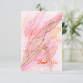 Pink Tones in Clouds of Ink With Gold Dankeskarte (Stehend Vorderseite)