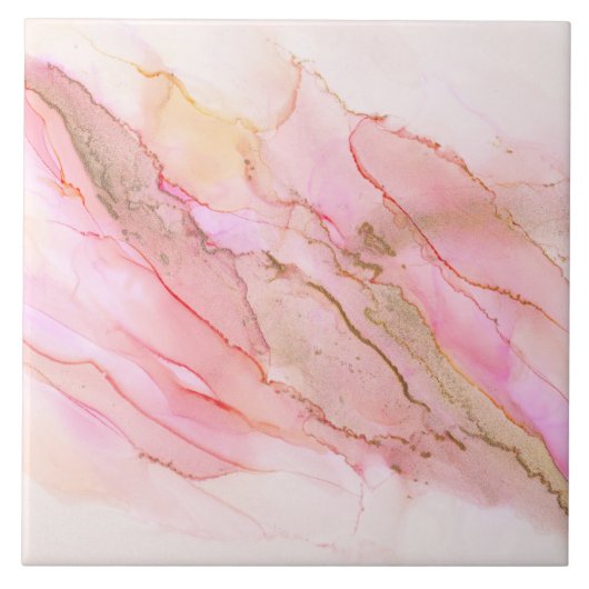 Pink Tones in Clouds of Ink With Gold Fliese (Vorderseite)