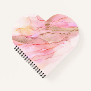 Pink Tones in Clouds of Ink With Gold Notizblock