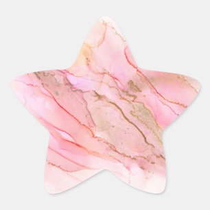 Pink Tones in Clouds of Ink With Gold Stern-Aufkleber