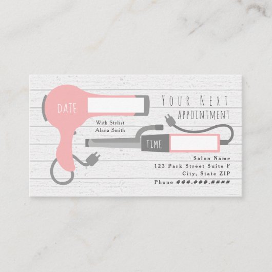 Pink Tools Haarstylist Ernennung Visitenkarte (Vorderseite)