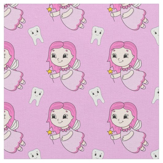 Pink Tooth Fairy Pattern Stoff (Nahaufnahme)