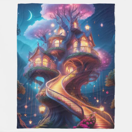 Pink Top Treehouse Fleecedecke (Vorderseite)