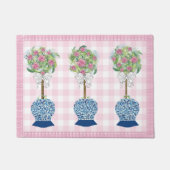 Pink Topiary Blue Rose Ginger Jar Doormat Rug Fußmatte (Vorderseite)
