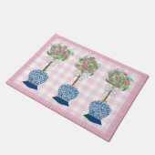 Pink Topiary Blue Rose Ginger Jar Doormat Rug Fußmatte (Schrägansicht)