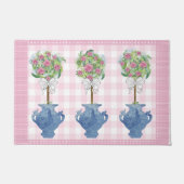 Pink Topiary Blue Rose Ginger Jar Doormat Rug Fußmatte (Vorderseite)